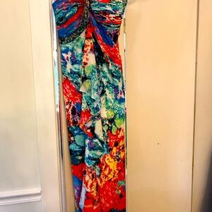 JS Boutique halter maxi dress with gorgeous beadwork